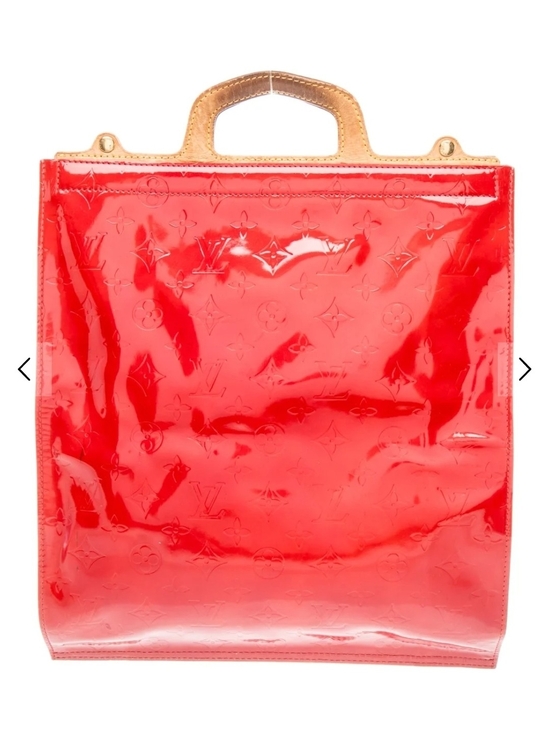 Louis Vuitton Handbags - Louis Vuitton Vibrant Red Patent Monogram Tote with Natural Leather Handles